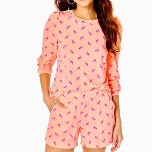 Lilly Pulitzer Jansen Sweatshirt & Shorts Set-Peach Hyacinth (Me and My Minnie)